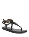 Sam Edelman Canna Thong Crocodile-effect Sandals In Black