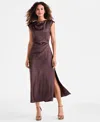 Sam Edelman Women's Cap-sleeve Side-slit Midi Dress In Brown