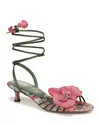 Sam Edelman Carla Lace Up Kitten Heel Green Agave Satin In Green
