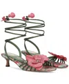 Sam Edelman Carla Lace Up Kitten Heel Green Agave Satin In Green Agave