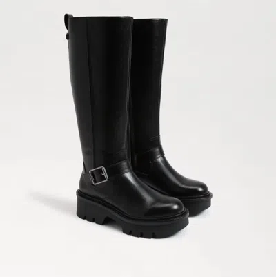 Sam Edelman Women's Carter Buckle Detailed Wide Calf Knee High Boots In Black Leather