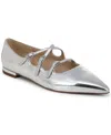 Sam Edelman Cass Pointed Toe Flat In Soft Silver Leather
