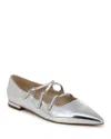 Sam Edelman Women's Cass Pointed Toe Triple Strap Flats In Soft Silver