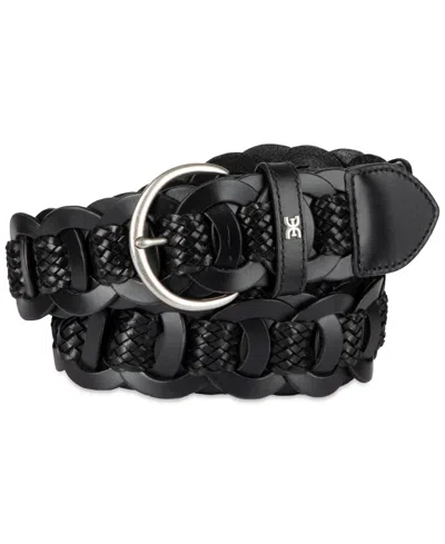 Sam Edelman Women's Casual Woven Linked Genuine Leather Belt In Black