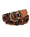 Sam Edelman Women's Casual Woven Linked Genuine Leather Belt In Brown