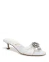 Sam Edelman Cindie Kitten Heel Mule Bright White Satin In Bright White