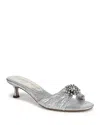Sam Edelman Cindie Kitten Heel Mule Soft Silver Satin In Soft Silver