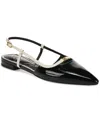 Sam Edelman Cohen Pointed Toe Flat In Black,apline Ivory Patent