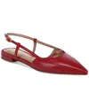 Sam Edelman Cohen Slingback Pointy Toe Flat Scarlet Red Leather In Scarlet Patent