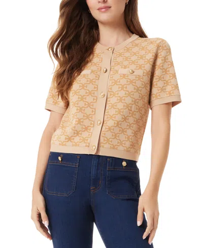 Sam Edelman Women's Colleen Printed Short-sleeve Cardigan In Tan