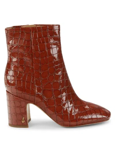 Sam Edelman Women's Croc Textured Booties In Rust