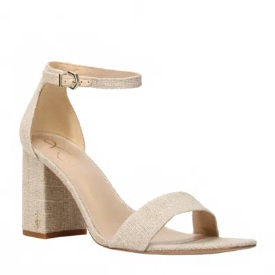 Sam Edelman Women's Daniella Ankle-strap Sandal In Gold/linen In Neutral