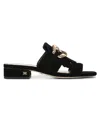 Sam Edelman Women's Darby Chain Detail Fringed Suede Sandals In Black