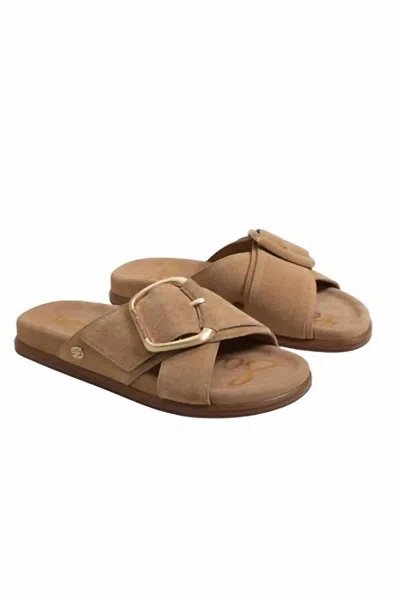 Sam Edelman Women's Darla Buckle Slide Sandal In Tan Suede In Brown