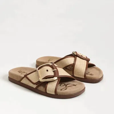 Sam Edelman Women's Darla Multi Buckle Slide Sandal In Bleached Beechwood Faux Raffia In Blue