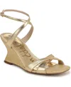 Sam Edelman Davi Ankle Strap Wedge Sandal In Gold