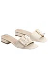 Sam Edelman Women's Deacon Square Toe Buckle Block Heel Slide Sandals In Beige