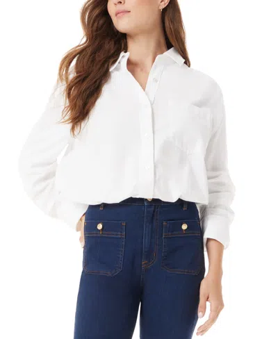 Sam Edelman Women's Dith Cotton Elastic Button-down Shirt In Bright White