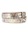 Shop Sam Edelman Women's Double-e Plaque Buckle Exotic Print Belt In Gray