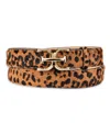 Sam Edelman Women's Double-e Plaque Buckle Exotic Print Belt In Leopard