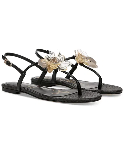 Sam Edelman Women's Eden Flat Sandals In Black Faux Leather