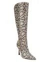 Sam Edelman Elia Pointed Toe Knee High Boot Roccia Grey Snake Print In Roccia
