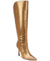 Sam Edelman Elia Wide Calf Knee High Boot Gold Snake Embossed Leather In Medallion Gold Metallic