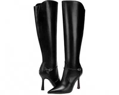 Sam Edelman Women's Elia Pointed Toe Stiletto Heeled Over The Knee Boots In Black Leather