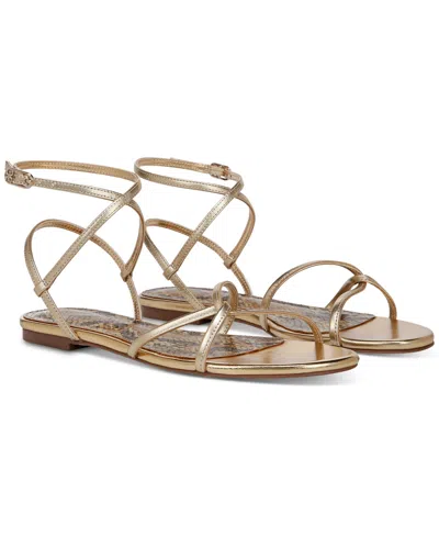 Sam Edelman Women's Elina Ankle-strap Flat Sandals In Amber Gold
