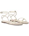 Sam Edelman Women's Elina Ankle-strap Flat Sandals In Modern Ivory Luxe Satin Leather