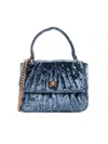 Sam Edelman Women's Ellie Pleated Velvet Top Handle Bag In Jewel Blue Velvet
