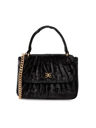 Sam Edelman Women's Ellie Pleated Velvet Two-way Top Handle Bag In Black Velvet
