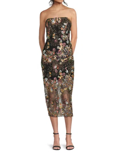 Sam Edelman Women's Embroidered Sequined Body-con Midi-dress In Black