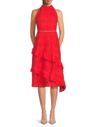 Sam Edelman Women's Eyelet High-neck Midi-dress