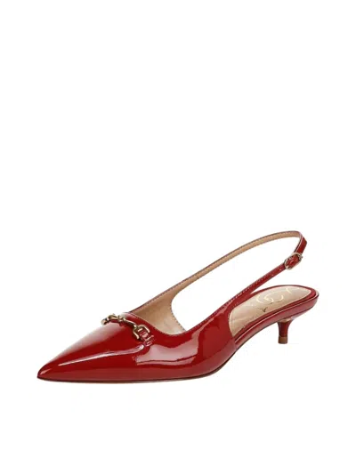 Sam Edelman Women's Farrah Kitten Heel Pointed Toe Slingback Pump In Red Mahogany Leather In Multi