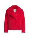 Sam Edelman Women's Faux-fur Short Coat In Crimson Red