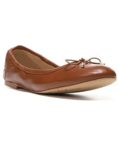 Sam Edelman Felicia Womens Animal Print Leather Ballet Flats In Saddle Leather