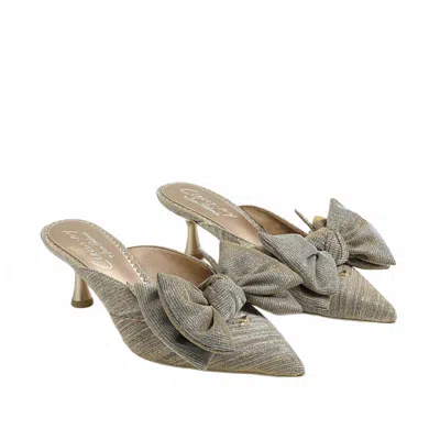 Sam Edelman Women's Fiona Bow Mule Heel In Soft Gold Metallic In Multi