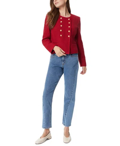 Sam Edelman Women's Fiona Collarless Tweed Double-breasted Jacket In Rhythmic Red