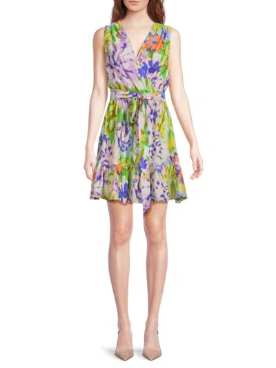 Sam Edelman Women's Floral Pleated V-neck Minidress