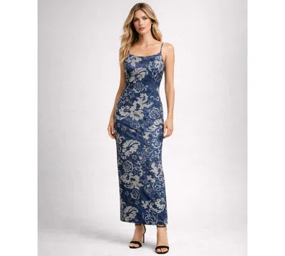 Sam Edelman Floral Scoop Neck Maxi Dress In Blue
