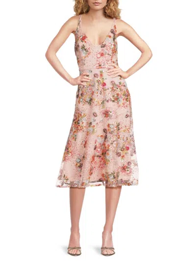 Sam Edelman Women's Floral Sequin-embellished A-line Midi-dress In Multi