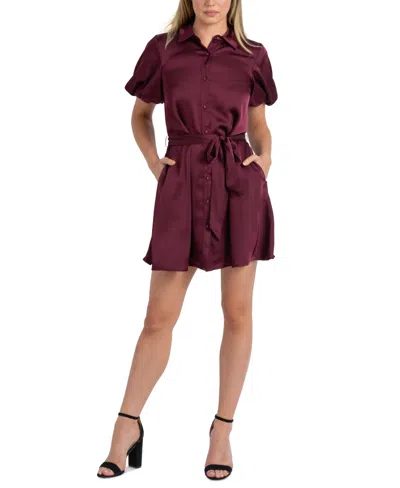 Sam Edelman Women's Fluid-satin Puff-sleeve Mini Dress In Wine