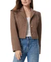 Sam Edelman Imogen Mix Pattern Double Breasted Blazer In Chicory Coffee,oak Plaid
