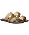 Sam Edelman Gala Double Strap Slide Sandal Gold Faux Leather In Gold Faux Leather