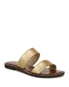 Sam Edelman Gala Double Strap Slide Sandal Gold Faux Leather In Gold