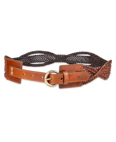 Sam Edelman Women's Genuine Leather Twisted Braid Belt In Brown