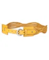 Sam Edelman Women's Genuine Leather Twisted Braid Belt In Yellow