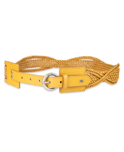 Sam Edelman Women's Genuine Leather Twisted Braid Belt In Yellow