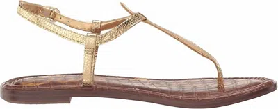 Sam Edelman Women's Gigi Embossed Wide Flats Sandals In Amber Gold In Multi